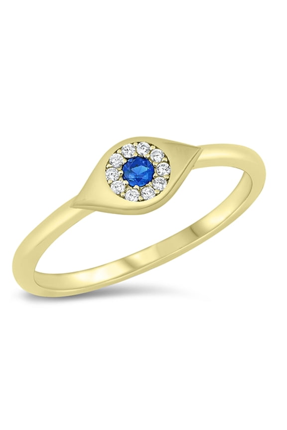 CHOOSE YOUR COLOR White Cubic Zirconia Evil Eye Ring .925 Sterling Silver Band Jewelry Female Size 9