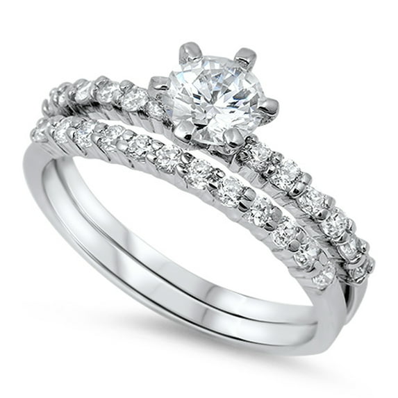 CHOOSE YOUR COLOR White Cubic Zirconia Ring Set .925 Sterling Silver Band Jewelry Female Male Size 9