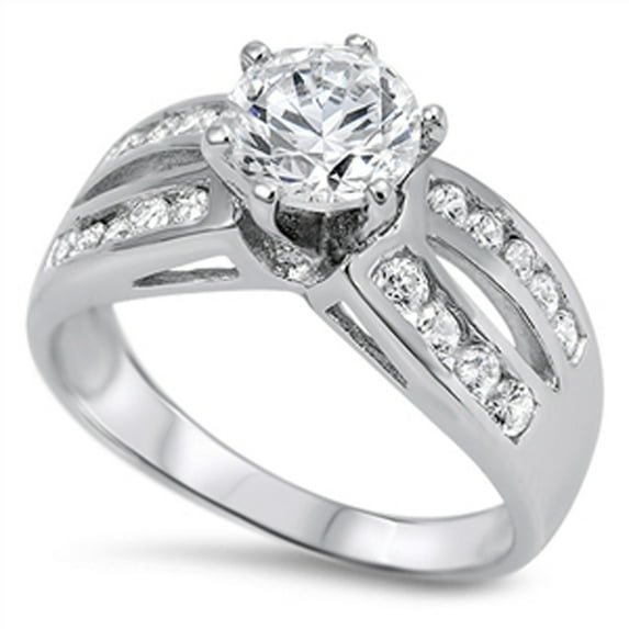 CHOOSE YOUR COLOR White Cubic Zirconia Solitaire Bridal Ring .925 Sterling Silver Band Female Size 9