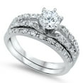 thumbnail image 1 of CHOOSE YOUR COLOR White Cubic Zirconia Solitaire Elegant Ring 925 Sterling Silver Band Female Size 5, 1 of 4