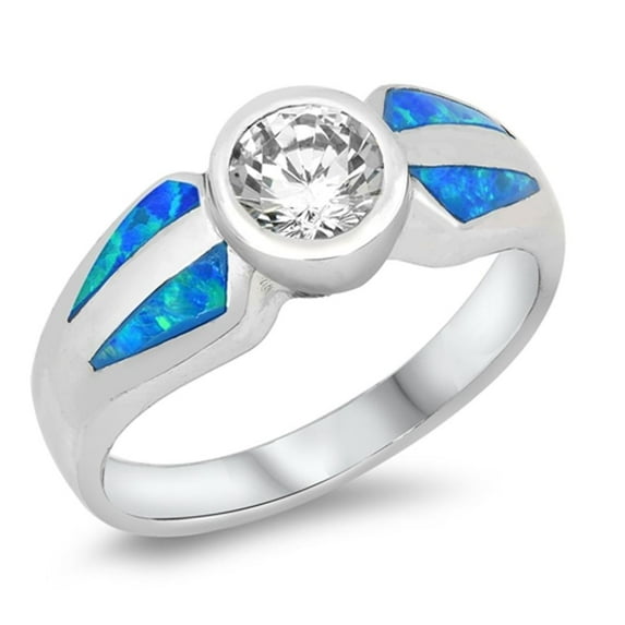 CHOOSE YOUR COLOR White Cubic Zirconia Solitaire Elegant Ring 925 Sterling Silver Band Female Size 8