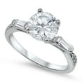 thumbnail image 1 of CHOOSE YOUR COLOR White Cubic Zirconia Solitaire Elegant Ring 925 Sterling Silver Band Female Size 9, 1 of 4