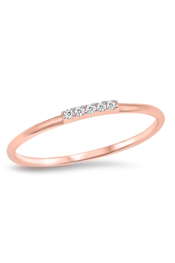 CHOOSE YOUR COLOR White Minimalist Rose Gold-Tone Accent Dainty Sterling Silver Ring CZ Female Size 7