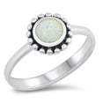 thumbnail image 1 of CHOOSE YOUR COLOR White Simulated Opal Bali Bead Sun Flower Ring .925 Sterling Silver CZ Female Size 6, 1 of 4