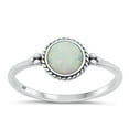thumbnail image 1 of CHOOSE YOUR COLOR White Simulated Opal Bali Ring .925 Chic Sterling Silver Band CZ Female Size 10, 1 of 4