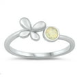 thumbnail image 1 of CHOOSE YOUR COLOR White Simulated Opal Bubble Butterfly Animal Ring .925 Sterling Silver CZ Female Size 6, 1 of 4