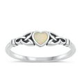 thumbnail image 1 of CHOOSE YOUR COLOR White Simulated Opal Celtic Heart Knot Ring .925 Sterling Silver Band CZ Female Size 7, 1 of 4