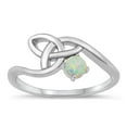 thumbnail image 1 of CHOOSE YOUR COLOR White Simulated Opal Celtic Knot Wave Ring .925 Sterling Silver Band CZ Female Size 10, 1 of 4