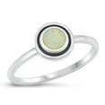 thumbnail image 1 of CHOOSE YOUR COLOR White Simulated Opal Circle Ring .925 Sterling Silver Band CZ Female Size 4, 1 of 4