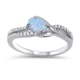 thumbnail image 1 of CHOOSE YOUR COLOR White Simulated Opal Clear CZ Promise Ring .925 Sterling Silver Band Female Size 4, 1 of 4