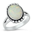 thumbnail image 1 of CHOOSE YOUR COLOR White Simulated Opal Cocktail Ring .925 Sterling Silver Band CZ Female Size 6, 1 of 4