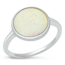 CHOOSE YOUR COLOR White Simulated Opal Cocktail Ring .925 Sterling Silver Band CZ Female Size 6