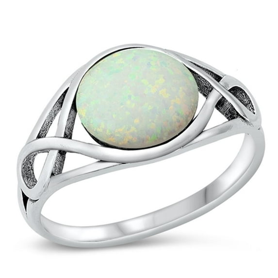 CHOOSE YOUR COLOR White Simulated Opal Cocktail Ring .925 Sterling Silver Band CZ Female Size 7