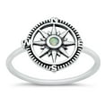 thumbnail image 1 of CHOOSE YOUR COLOR White Simulated Opal Compass Ring .925 Sterling Silver Band CZ Female Size 6, 1 of 4