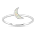 thumbnail image 1 of CHOOSE YOUR COLOR White Simulated Opal Crescent Moon Ring .925 Sterling Silver Band CZ Female Size 10, 1 of 4