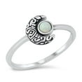thumbnail image 1 of CHOOSE YOUR COLOR White Simulated Opal Crescent Moon Witch Ring .925 Sterling Silver Band CZ Female Size 10, 1 of 4