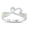 thumbnail image 1 of CHOOSE YOUR COLOR White Simulated Opal Criss Cross Flower Knot Wave Ring Sterling Silver Band CZ Female Size 10, 1 of 4