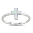 thumbnail image 1 of CHOOSE YOUR COLOR White Simulated Opal Cross God Love Ring .925 Sterling Silver Band CZ Female Size 7, 1 of 4