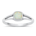 thumbnail image 1 of CHOOSE YOUR COLOR White Simulated Opal Double Shank Ring 925 Sterling Silver Band CZ Female Size 6, 1 of 4