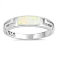 thumbnail image 1 of CHOOSE YOUR COLOR White Simulated Opal East-West Greek Key Ring .925 Sterling Silver Band CZ Female Size 7, 1 of 4
