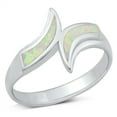 thumbnail image 1 of CHOOSE YOUR COLOR White Simulated Opal Elegant Whisp Wrap Ring .925 Sterling Silver CZ Female Size 10, 1 of 4
