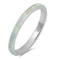 thumbnail image 1 of CHOOSE YOUR COLOR White Simulated Opal Eternity Stackable Ring .925 Sterling Silver Band CZ Female Size 2, 1 of 4