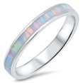 thumbnail image 1 of CHOOSE YOUR COLOR White Simulated Opal Eternity Stackable Thumb Ring 925 Sterling Silver Band CZ Female Size 11, 1 of 4