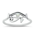thumbnail image 1 of CHOOSE YOUR COLOR White Simulated Opal Eye of Horus Ring 925 Sterling Silver Band CZ Female Size 10, 1 of 4