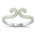 thumbnail image 1 of CHOOSE YOUR COLOR White Simulated Opal Filigree Swirl Wrap Ring .925 Sterling Silver Band CZ Female Size 9, 1 of 4