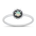 thumbnail image 1 of CHOOSE YOUR COLOR White Simulated Opal Flower Ring .925 Sterling Silver Band CZ Female Size 8, 1 of 4