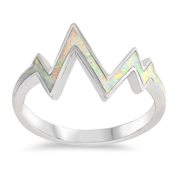 CHOOSE YOUR COLOR White Simulated Opal Heart Beat Knuckle Midi Ring .925 Sterling Silver Band CZ Female Size 5
