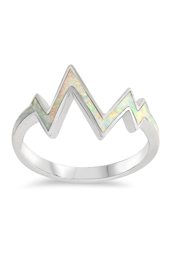 CHOOSE YOUR COLOR White Simulated Opal Heart Beat Knuckle Midi Ring .925 Sterling Silver Band CZ Female Size 5