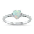 thumbnail image 1 of CHOOSE YOUR COLOR White Simulated Opal Heart Promise Ring .925 Sterling Silver Band CZ Female Size 10, 1 of 4