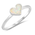 thumbnail image 1 of CHOOSE YOUR COLOR White Simulated Opal Heart Purity Love Friendship Ring Sterling Silver Band CZ Female Size 5, 1 of 4