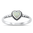 thumbnail image 1 of CHOOSE YOUR COLOR White Simulated Opal Heart Ring 925 Sterling Silver Band CZ Female Size 8, 1 of 4