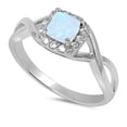 thumbnail image 1 of CHOOSE YOUR COLOR White Simulated Opal Infinity Knot Halo Ring .925 Sterling Silver Band CZ Female Size 12, 1 of 4