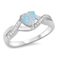 thumbnail image 1 of CHOOSE YOUR COLOR White Simulated Opal Infinity Knot Heart Ring .925 Sterling Silver Band CZ Female Size 4, 1 of 4