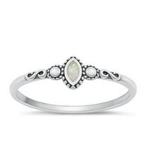 CHOOSE YOUR COLOR White Simulated Opal Infinity Ring .925 Sterling Silver Band CZ Female Size 4