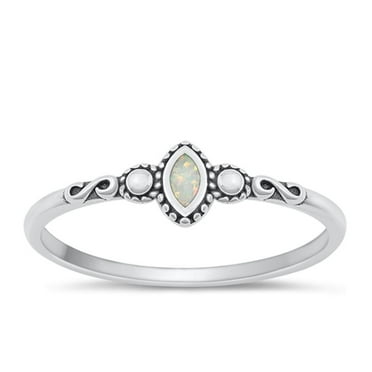 CHOOSE YOUR COLOR White Simulated Opal Infinity Ring .925 Sterling Silver Band CZ Female Size 4
