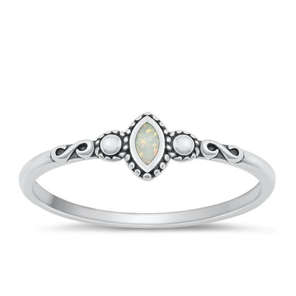 CHOOSE YOUR COLOR White Simulated Opal Infinity Ring .925 Sterling Silver Band CZ Female Size 6