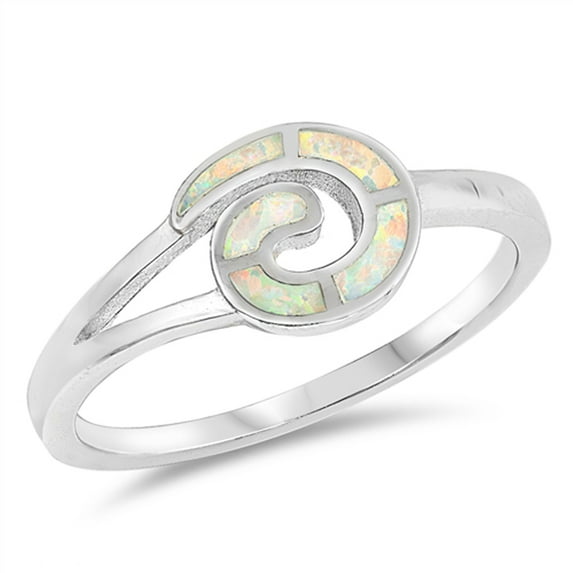 CHOOSE YOUR COLOR White Simulated Opal Inlay Delicate Midi Boho 925 Sterling Silver Ring CZ Female Size 9