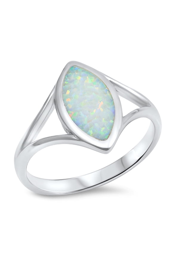 CHOOSE YOUR COLOR White Simulated Opal Large Filigree Ring .925 Sterling Silver Band CZ Female Size 10