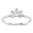 thumbnail image 1 of CHOOSE YOUR COLOR White Simulated Opal Lotus Flower Ring .925 Sterling Silver Band CZ Female Size 7, 1 of 4