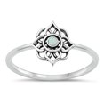 thumbnail image 1 of CHOOSE YOUR COLOR White Simulated Opal Lotus Mandala Ring .925 Sterling Silver Band CZ Female Size 6, 1 of 4