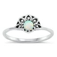 thumbnail image 1 of CHOOSE YOUR COLOR White Simulated Opal Lotus Sunset Ring .925 Sterling Silver Band CZ Female Size 4, 1 of 4