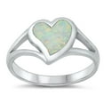 thumbnail image 1 of CHOOSE YOUR COLOR White Simulated Opal Love Heart Promise Ring .925 Sterling Silver Band CZ Female Size 8, 1 of 4