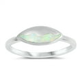 thumbnail image 1 of CHOOSE YOUR COLOR White Simulated Opal Marquise Wave Ring .925 Sterling Silver Band CZ Female Size 9, 1 of 4