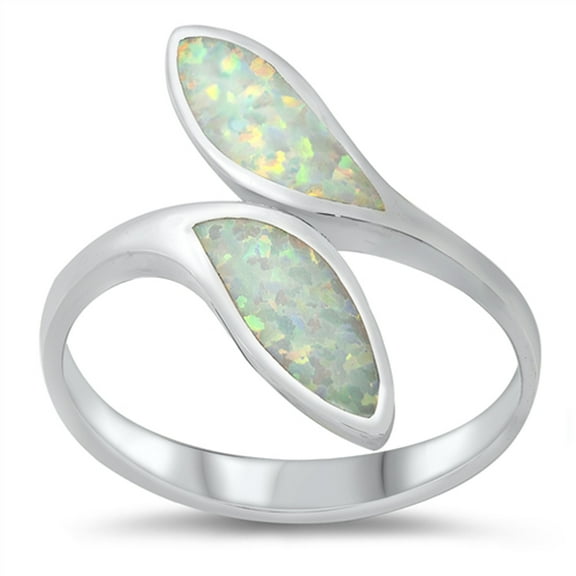 CHOOSE YOUR COLOR White Simulated Opal Modern Wrap Ring .925 Sterling Silver Band CZ Female Size 6