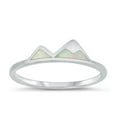 thumbnail image 1 of CHOOSE YOUR COLOR White Simulated Opal Mountain Ring .925 Sterling Silver Band CZ Female Size 8, 1 of 4