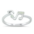 thumbnail image 1 of CHOOSE YOUR COLOR White Simulated Opal Music Notes Ring .925 Sterling Silver Band CZ Female Size 5, 1 of 4